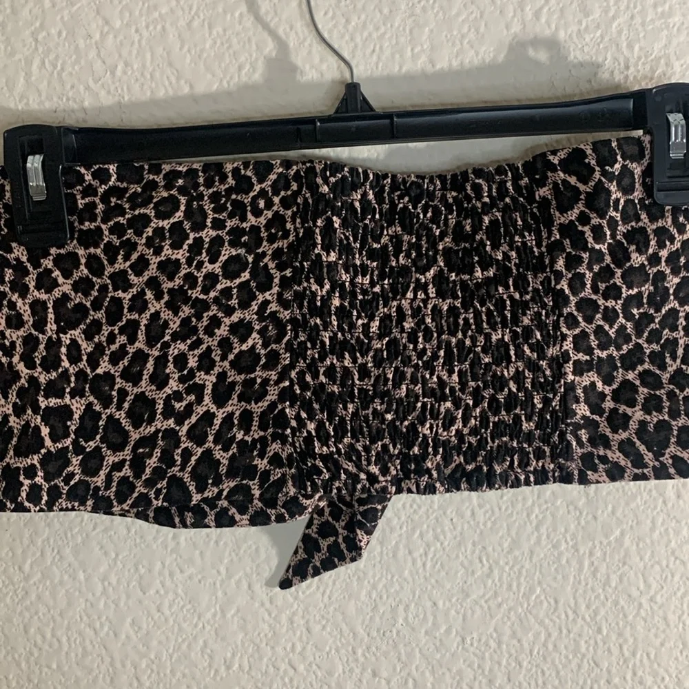 5/$25 New With Tags Express women Linen-Blend Tie Front Bandeau Top. - Picture 5 of 5